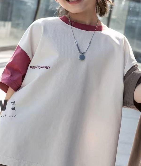 Cream Tee with Berry Sleeves