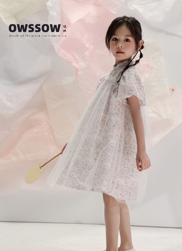 Floral Lace Puff-Sleeve Dress