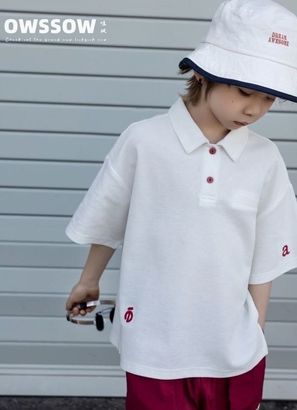 White Polo Shirt with Back Print