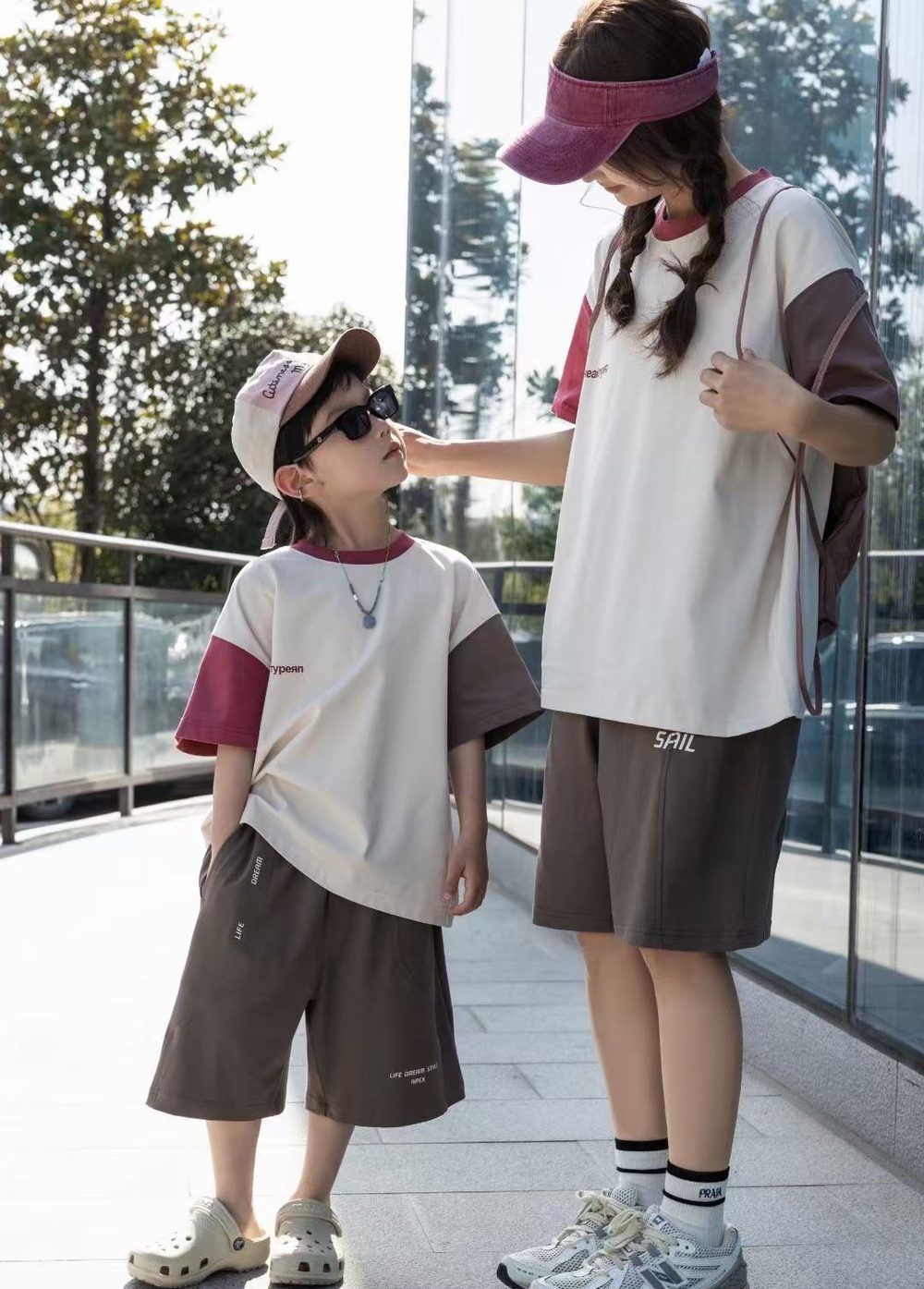 Cream Tee with Berry Sleeves, Cream and berry, kids, photo 5 of 10