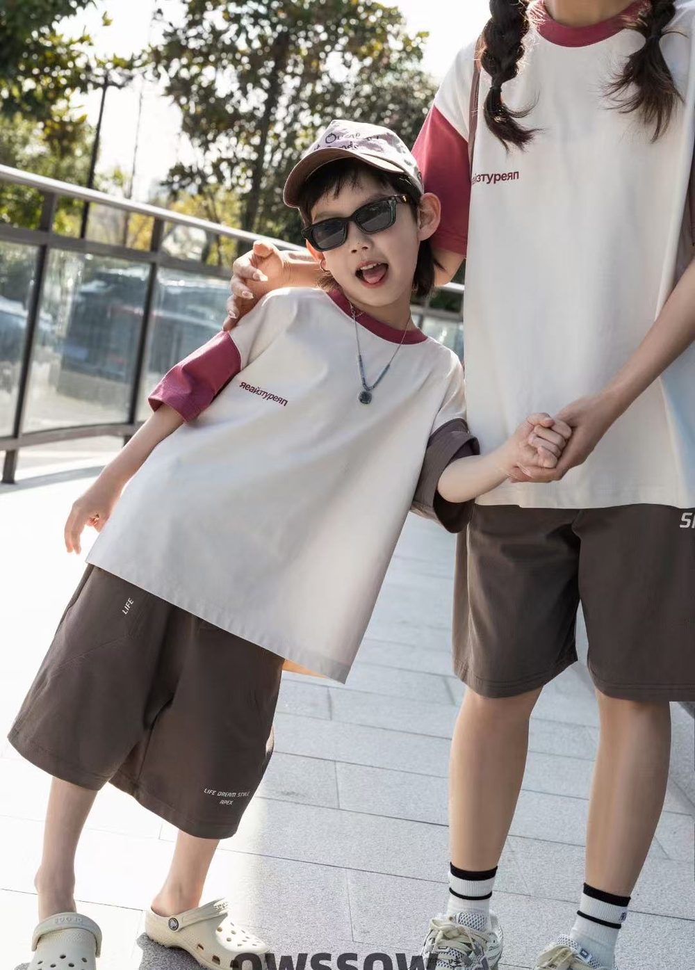 Cream Tee with Berry Sleeves, Cream and berry, kids, photo 10 of 10
