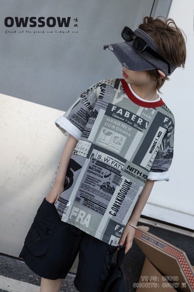 Newspaper Print Tee, Grey print, kids, photo 3 of 5