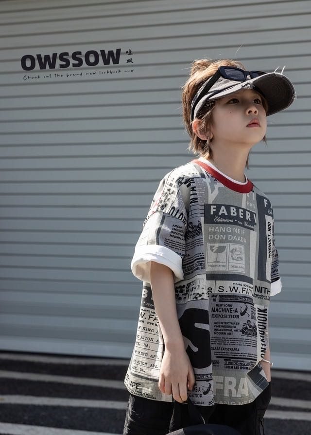 Newspaper Print Tee, Grey print, kids, photo 4 of 5