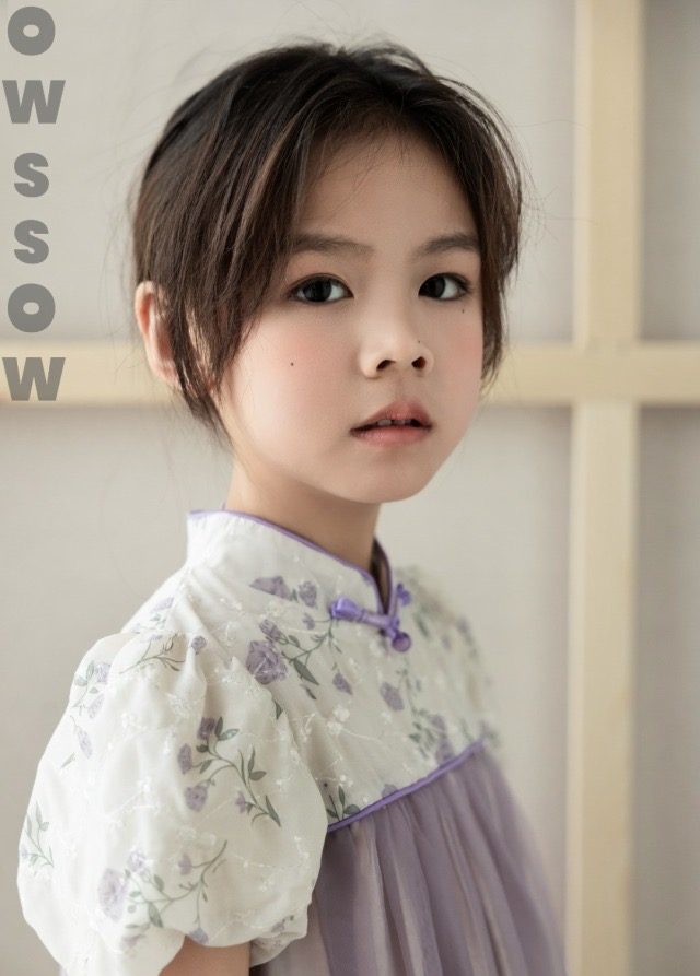 Lavender Tulle Cheongsam Dress, Lavender, kids, photo 6 of 8