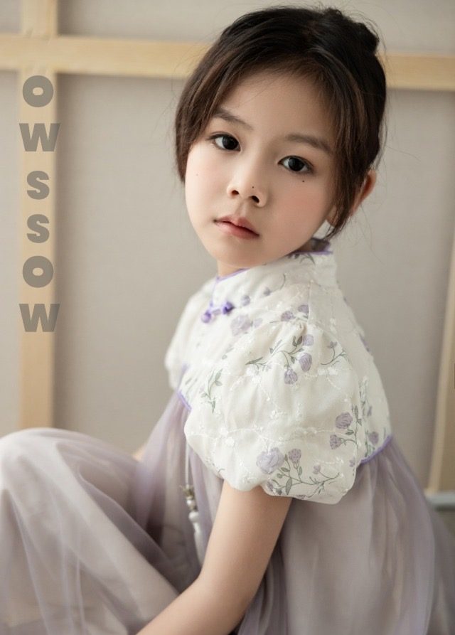 Lavender Tulle Cheongsam Dress, Lavender, kids, photo 7 of 8