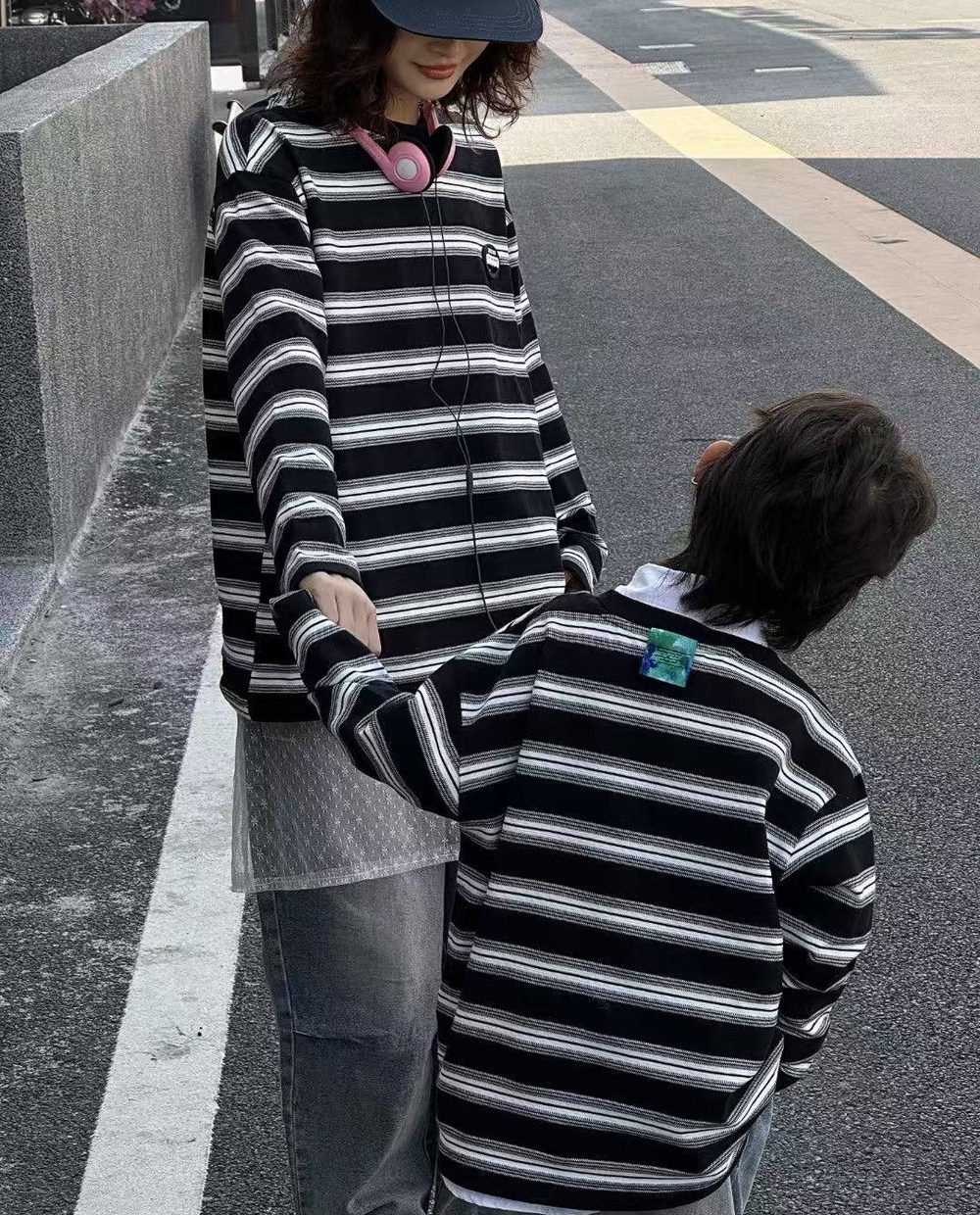 Wide Stripe Sweatshirt, Navy and white, kids, photo 3 of 10
