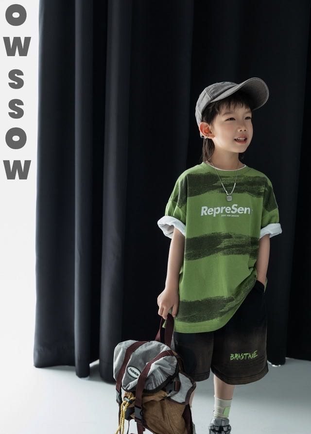 Green Wave Stripe Tee, Green, kids, photo 4 of 5