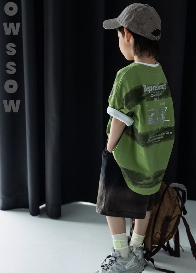 Green Wave Stripe Tee, Green, kids, photo 5 of 5