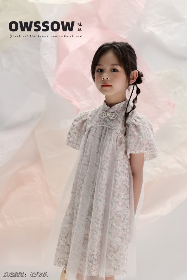 Floral Lace Puff-Sleeve Dress, White floral, kids, photo 3 of 4