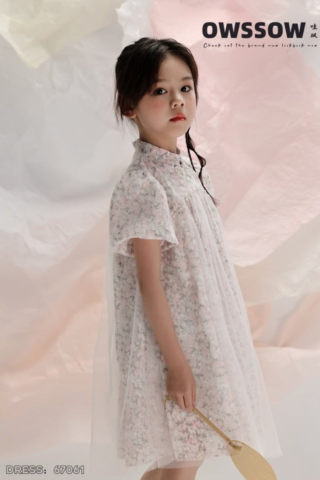 Floral Lace Puff-Sleeve Dress, White floral, kids, photo 4 of 4