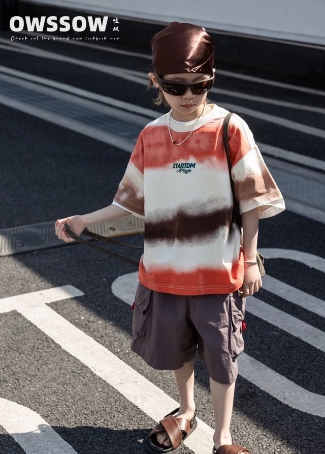 Orange Tie-Dye Stripe Tee