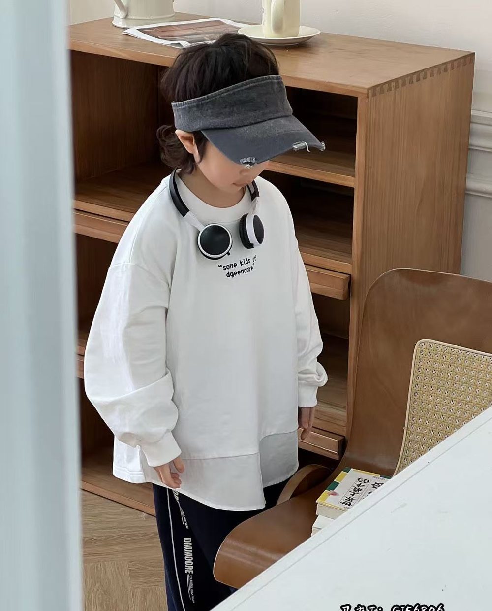 Layered-Hem Sweatshirt, White or Black, kids, photo 5 of 14