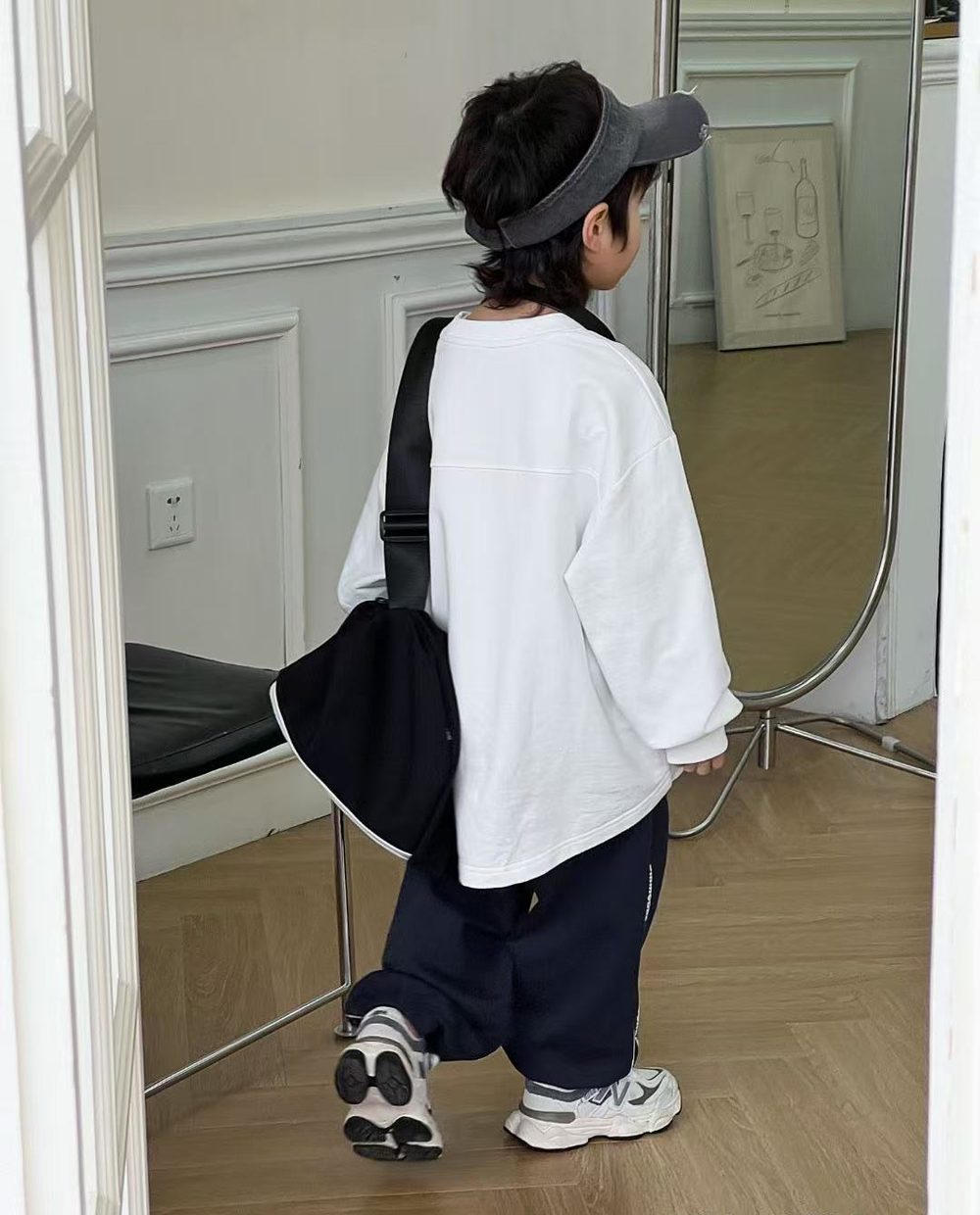 Layered-Hem Sweatshirt, White or Black, kids, photo 9 of 14
