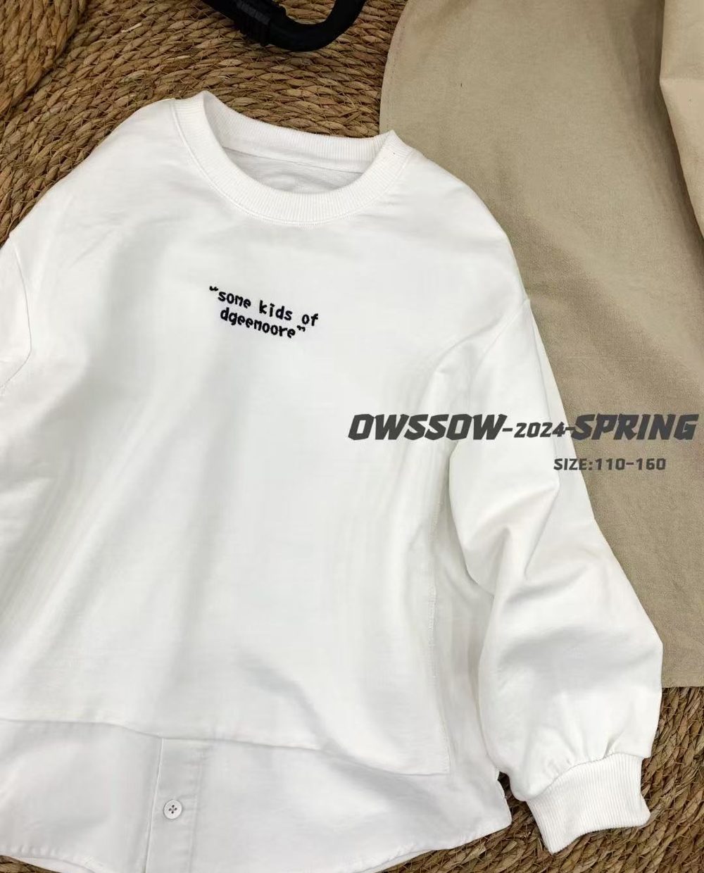 Layered-Hem Sweatshirt, White or Black, kids, photo 10 of 14