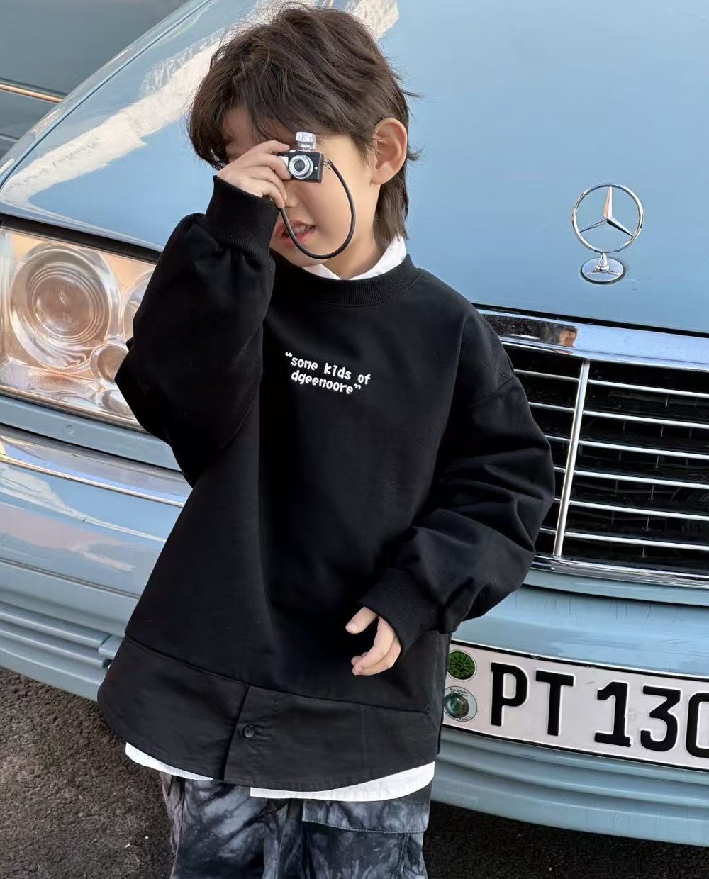 Layered-Hem Sweatshirt, White or Black, kids, photo 11 of 14