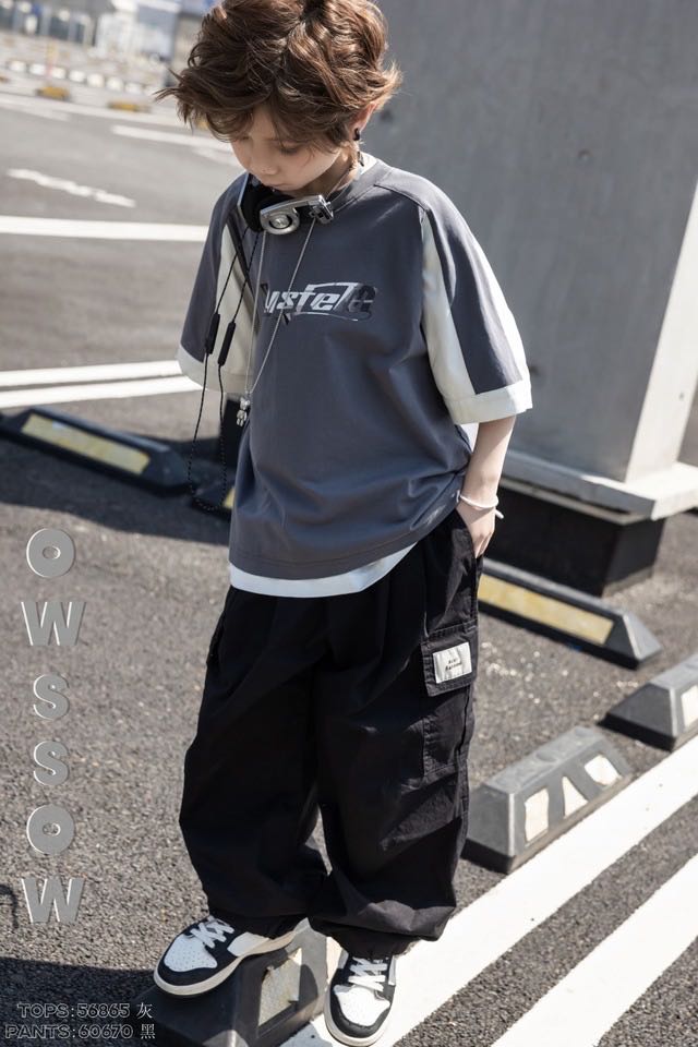 Black Parachute Cargo Pants, Black, kids, photo 3 of 10