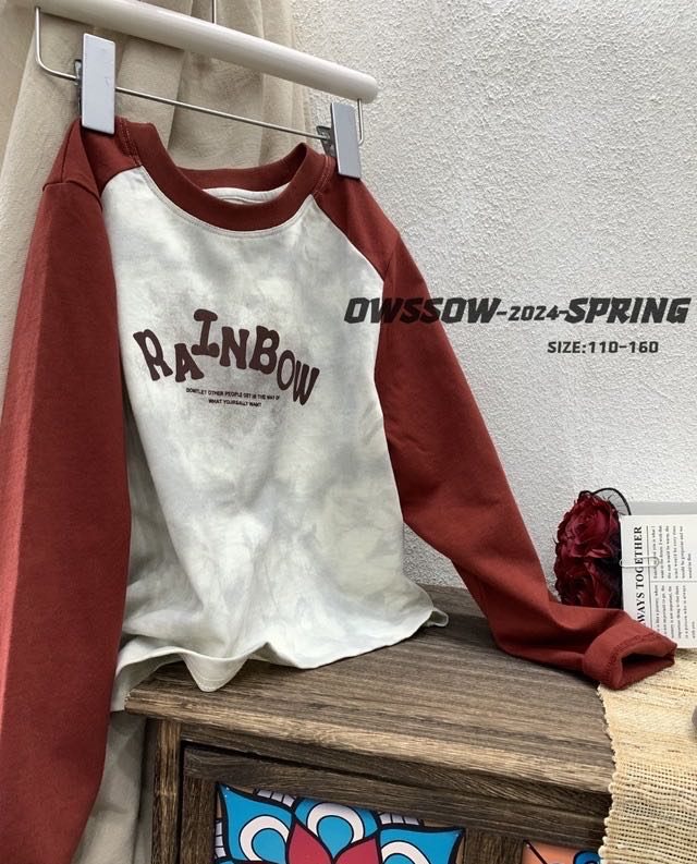 Rainbow Print Raglan Long-Sleeve Tee