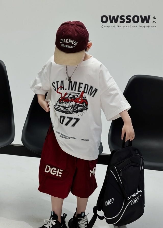 Burgundy Cargo Shorts, Burgundy, kids, photo 4 of 9