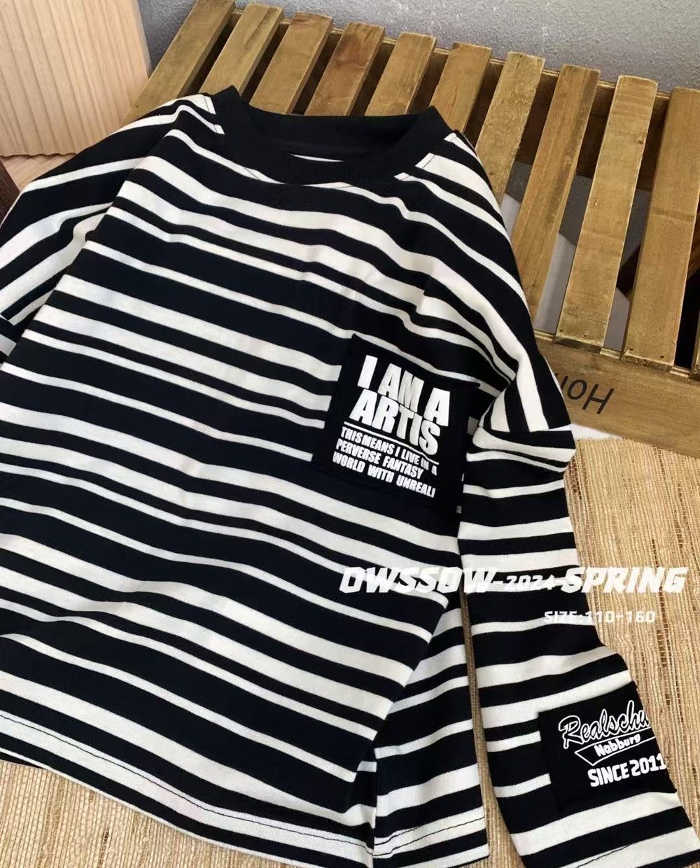 Black and White Stripe Sweatshirt, Black and white, kids, photo 3 of 10