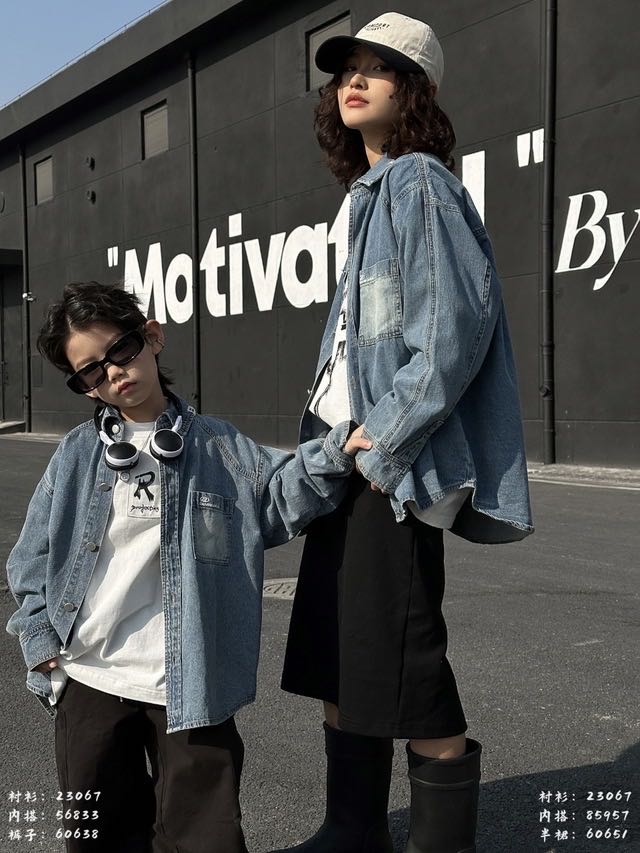 Washed Denim Shirt Jacket, Blue, kids, photo 3 of 5